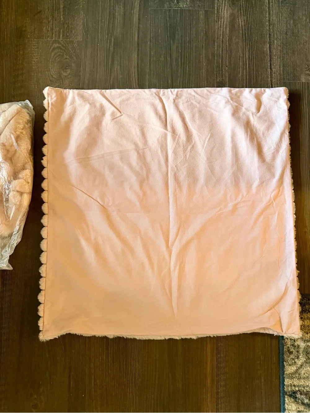 Faux Fur 26x26 Pillow Covers Blush Pink Set Of 2 Luxury Soft Stipe Large 🩷🐰